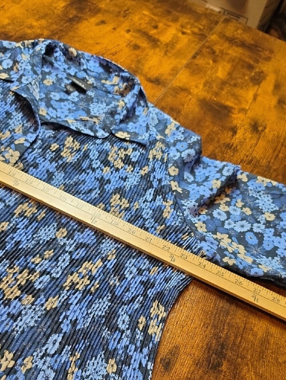 ULLA POPKEN | Flowy Floral Pleated Tunic Swing Blouse Blue Yellow | 16 / 18 - Picture 5 of 9
